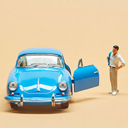 Miniature car and person